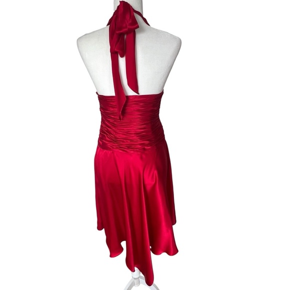 Cache Red Silk Halter High-Low Dress in Size 6 - Picture 5 of 13
